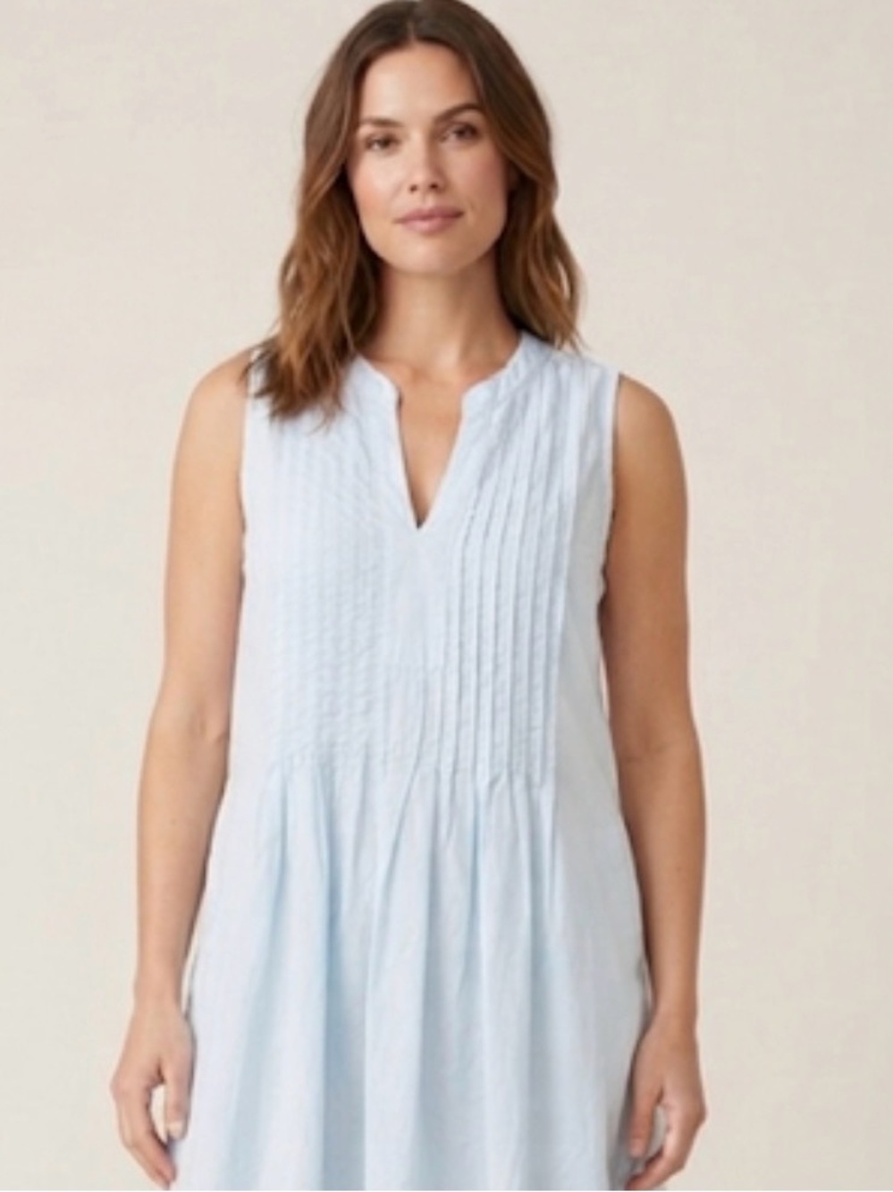 Sleeveless light blue Pintuck Tunic Dress Size T Small